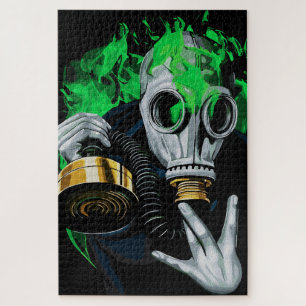 Giftgas Masker: Neon Vlammen Legpuzzel