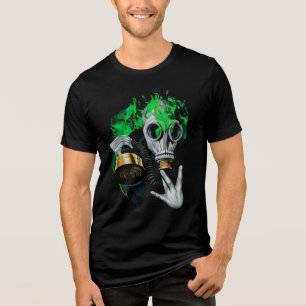 Giftgas Masker: Neon Vlammen Tri-Blend Shirt