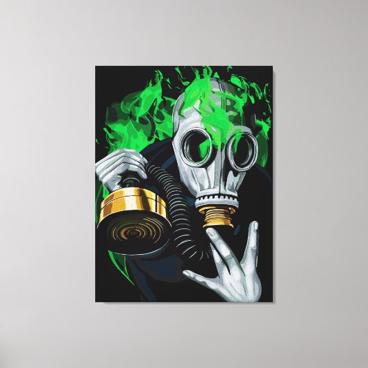 Giftig gasmasker: Neon Flames Canvas Afdruk (Voorkant)