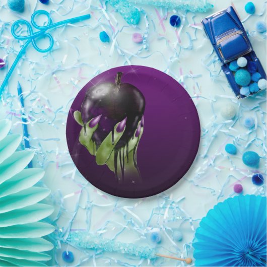 Giftige appel Boze Heks Paarse Halloween-feest  Papieren Bordje (Feest)