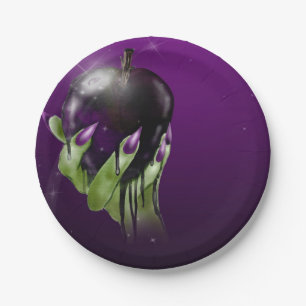 Giftige Appel Boze Heks Paarse Halloween Feest Papieren Bordje
