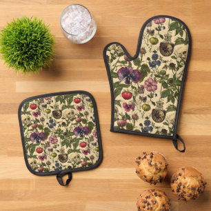 Giftige Bloemblaadjes Ovenwant & Pannenlap Set