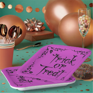Giftige Paarse Trick or Treat Papieren Bordje