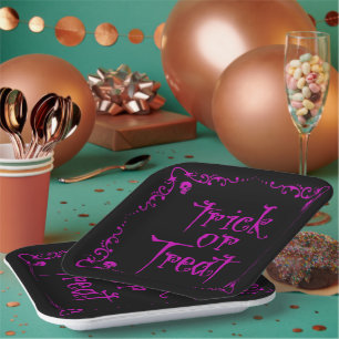 Giftige Paarse Trick or Treat Papieren Bordje