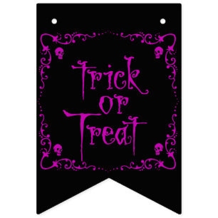 Giftige Paarse Trick or Treat Vlaggetjes