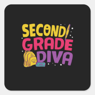 Gifts 2e leraar Tweede rang Diva Vierkante Sticker
