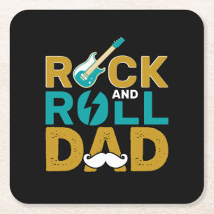 Gifts Dad Rock- en Rollpap Vierkante Kartonnen Onderzetter