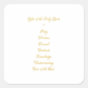Gifts of the Heilige Geest in 3D Kijk Golden Scrip Vierkante Sticker