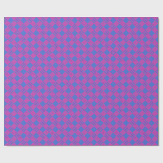 Giftwrap Roze, Blauw, Paarse Faux-patchwork Cadeaupapier (Vlak)