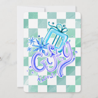 Gifty Time Blauw Paars Schachbrett Kerstmis Feestdagenkaart