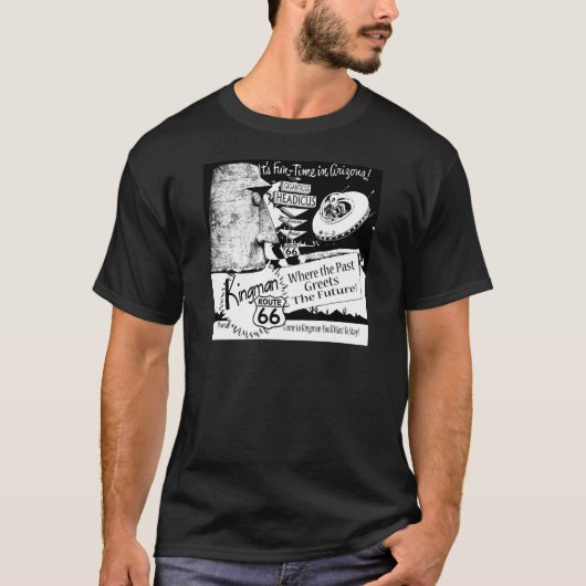 Giganticus Headicus Route 66 Alien UFO T-shirt (Voorkant)