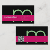 Gigantisch monogram en roze streep modern visitekaartje (Voorkant / Achterkant)