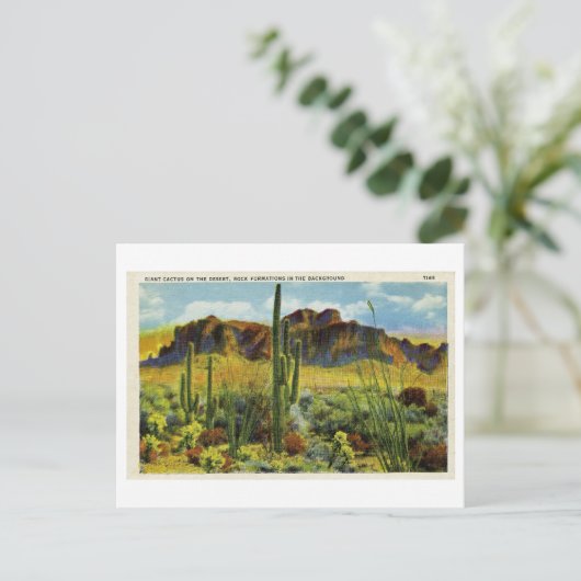 Gigantische Cactus in het woestijnlandschap van he Briefkaart (Staand voorkant)