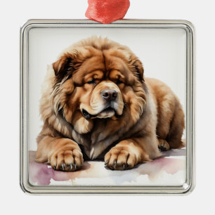 GIGANTISCHE FLUFFY TIBETAANSE MASTIFF HOND METALEN ORNAMENT