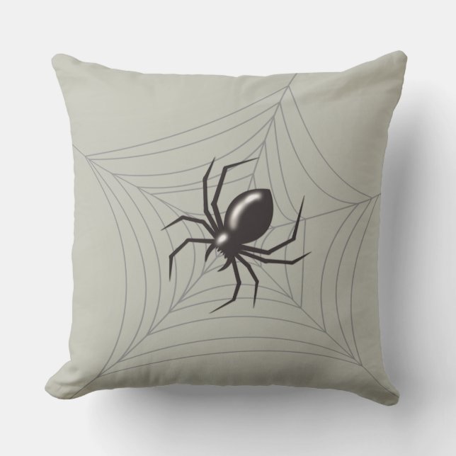 Gigantische Halloween Spider in zijn grijze webtas Kussen (Voorkant)