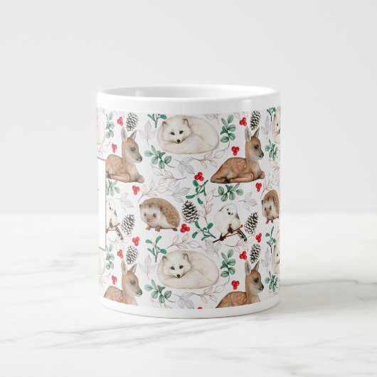 Gigantische Mok, bosdieren met monogram Extra Grote Beker (Voorkant)