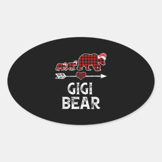 Gigi Beer Kerstmis Pajama Red Pset Buffalo Ovale Sticker