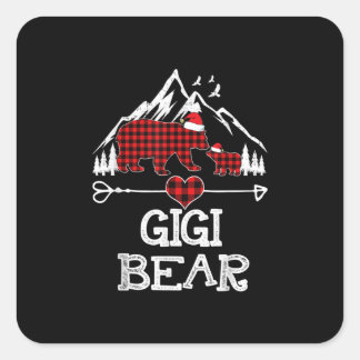 Gigi Beer Kerstmis Pajama Red Pset Buffalo Vierkante Sticker