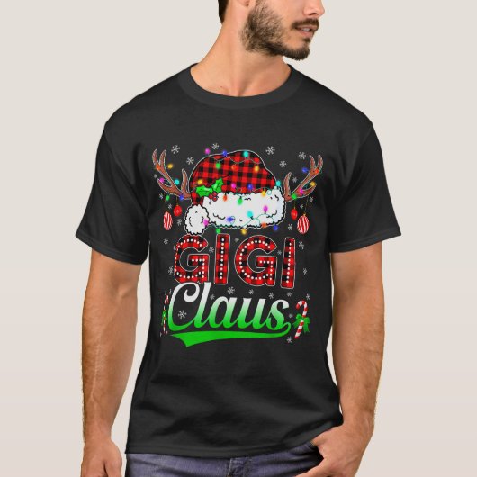 Gigi Claus Christmas Lights Matching Family Xmas P T-shirt (Voorkant)