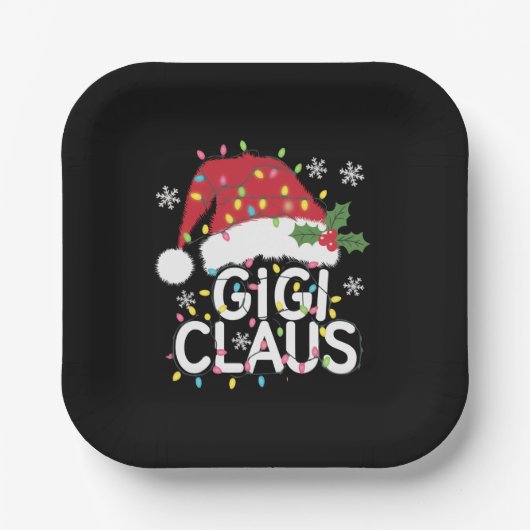 Gigi Claus Kerstverlichting Pyjama Family Matching Papieren Bordje (Voorkant)