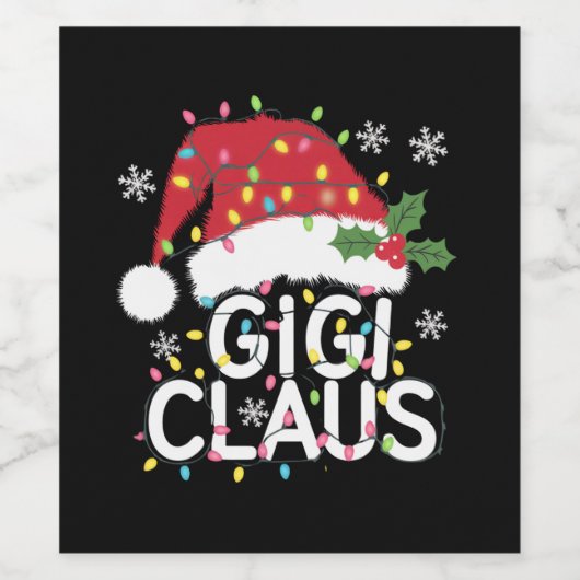 Gigi Claus Kerstverlichting Pyjama Family Matching Wijn Etiket (Enkel label)