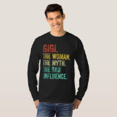 Gigi De Vrouw De Myth De Slechte Influence Retro V T-shirt (Voorkant volledig)