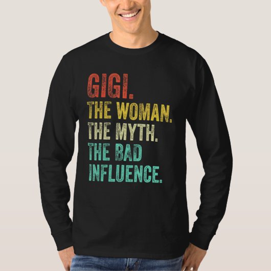 Gigi De Vrouw De Myth De Slechte Influence Retro V T-shirt (Voorkant)
