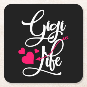 Gigi Life Gift Moederdag Birthday Grandma Vierkante Kartonnen Onderzetter