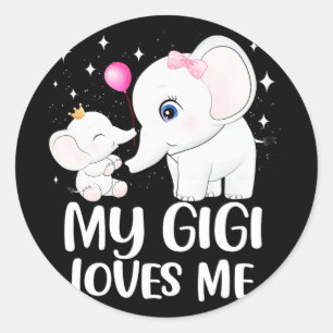 Gigi Loves Me Schattige Olifant T-shirt Voor Kinde Ronde Sticker