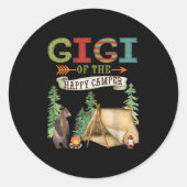 Gigi Of The Happy Camper First Birthday Camng Ronde Sticker (Voorkant)