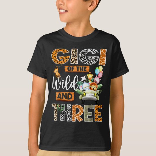 Gigi Of The Wild And Three 3rd Birthday Boy Safari T-shirt (Voorkant)