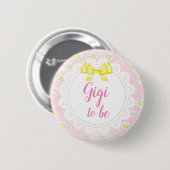 Gigi om Pink Daisies Baby shower Button te zijn (Voorkant /achterkant)
