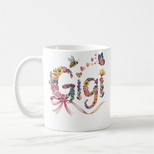 Gigi Oma T-shirt – Bloemige naam tee met strik – Koffiemok
