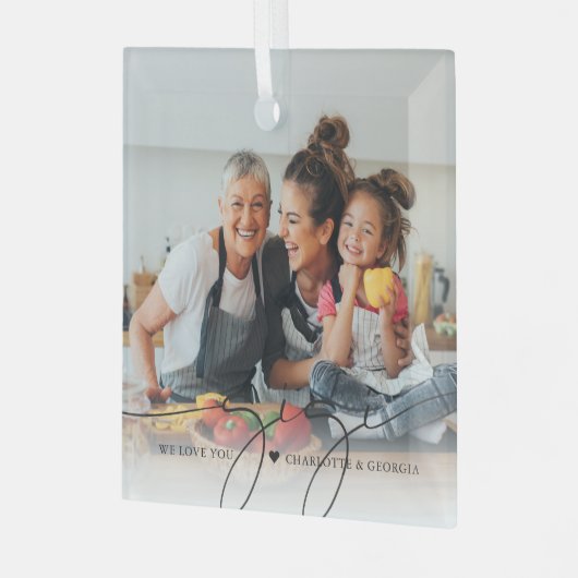 Gigi Script Overlay | Wij houden van u Glas Ornament (Voorkant links)