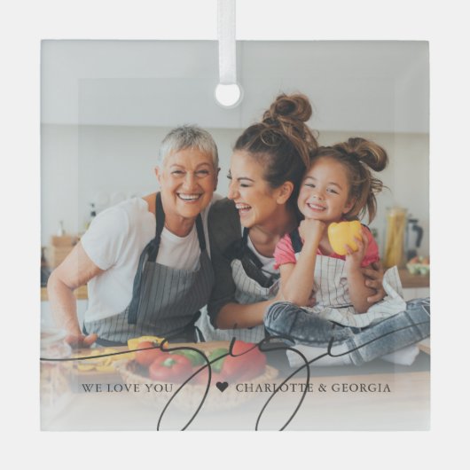 Gigi Script Overlay | Wij houden van u Glas Ornament (Voorkant)