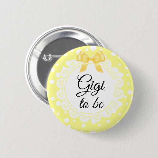 Gigi to be Yellow Polka Dot Shower Button (Voorkant /achterkant)