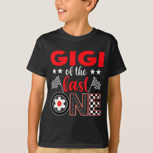 Gigi van de snelle verjaardag 1e raceauto familie t-shirt