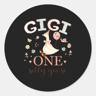 Gigi van de stomme gans die 1 jaar wordt ronde sticker