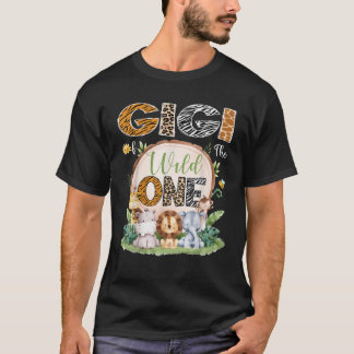 Gigi van het wild Een 1e verjaardag Safari Dieren T-shirt