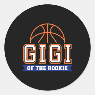 Gigi van Rookie 1e Verjaardag Basketbal Thema Matc Ronde Sticker