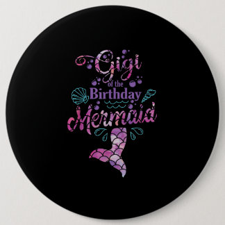 Gigi van Verjaardag Zeemeermin Verjaardagsfeestje  Ronde Button 6,0 Cm