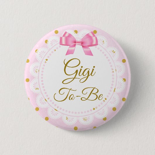 Gigi wordt Baby shower roze en gouden Button (Voorkant)