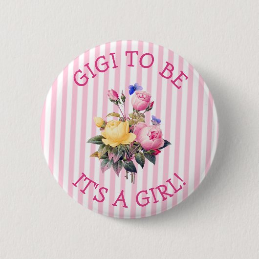 GIGI wordt Pink Floral Baby shower Button (Voorkant)
