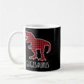 Gigisaurus Buffalo Plaid Dinosaur Grappige Matchin Koffiemok (Links)