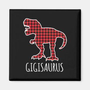 Gigisaurus Buffalo Plaid Dinosaur Grappige Matchin Magneet
