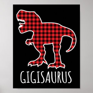 Gigisaurus Buffalo Plaid Dinosaur Grappige Matchin Poster