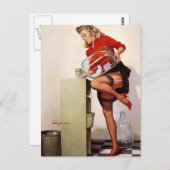 Gil Elvgren - een verfrissende lift -  pin omhoog Briefkaart (Voorkant / Achterkant)