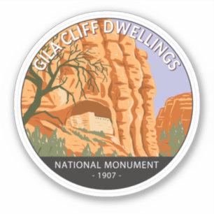Gila Cliff Dwellings National Monument Circle Sticker