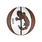 Gila monster cartoon illustratie basketbal (Verticaal)