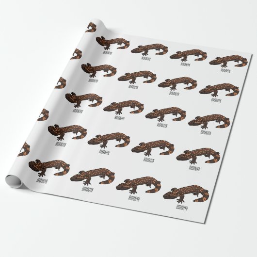 Gila monster cartoon illustratie cadeaupapier (Uitgerold)